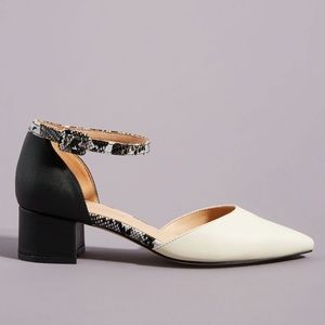 Anthropologie Carina Block Heels - Cream & Black
